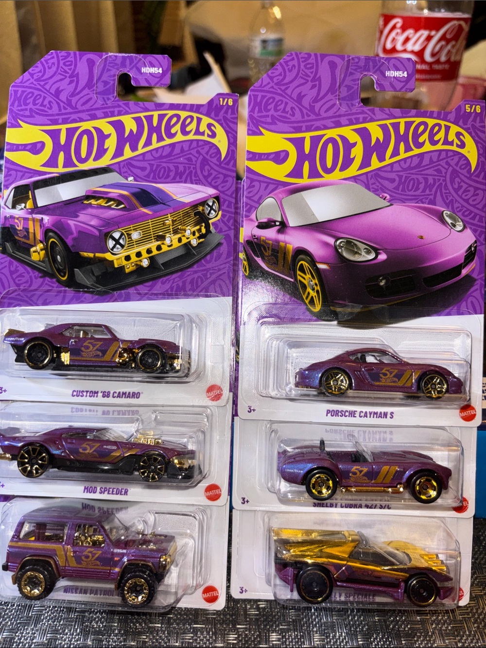 Mattel Hot Wheels Purple & Gold 6-Car Die-Cast Set 75 anniversary